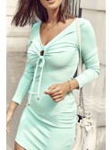 Rochie striata cu volane, menta FG596 - Magazin online - Boutique